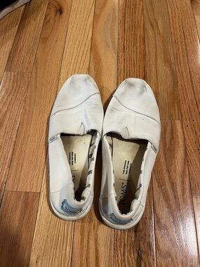 TOMS Canvas Slip-On Shoes in Off-White